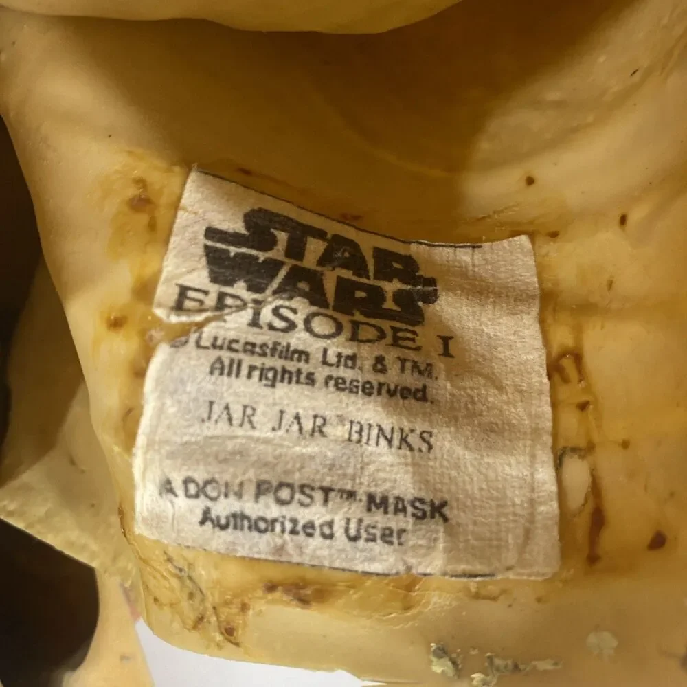 Vintage Star Wars Episode 1 Jar Jar Binks PVC Rubber Don Post Costume Mask 1999
